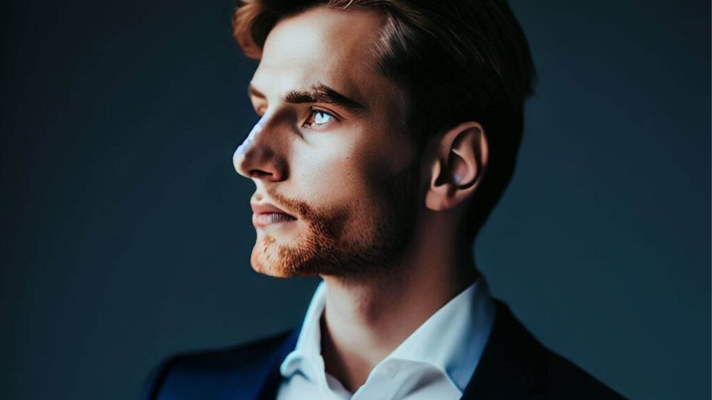 Terapias: Ferramenta Contínua de Crescimento Pessoal. Um rapaz bonito, com barba serrada, olhando para uma janela iluminada como se quisesse ver além do que sua vista alcança.
